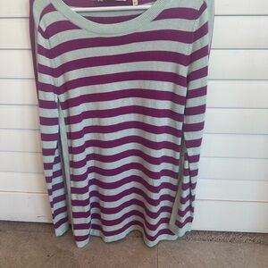 Soft Surroundings Purple and Gray Striped Long Sleeve sweater in Small.